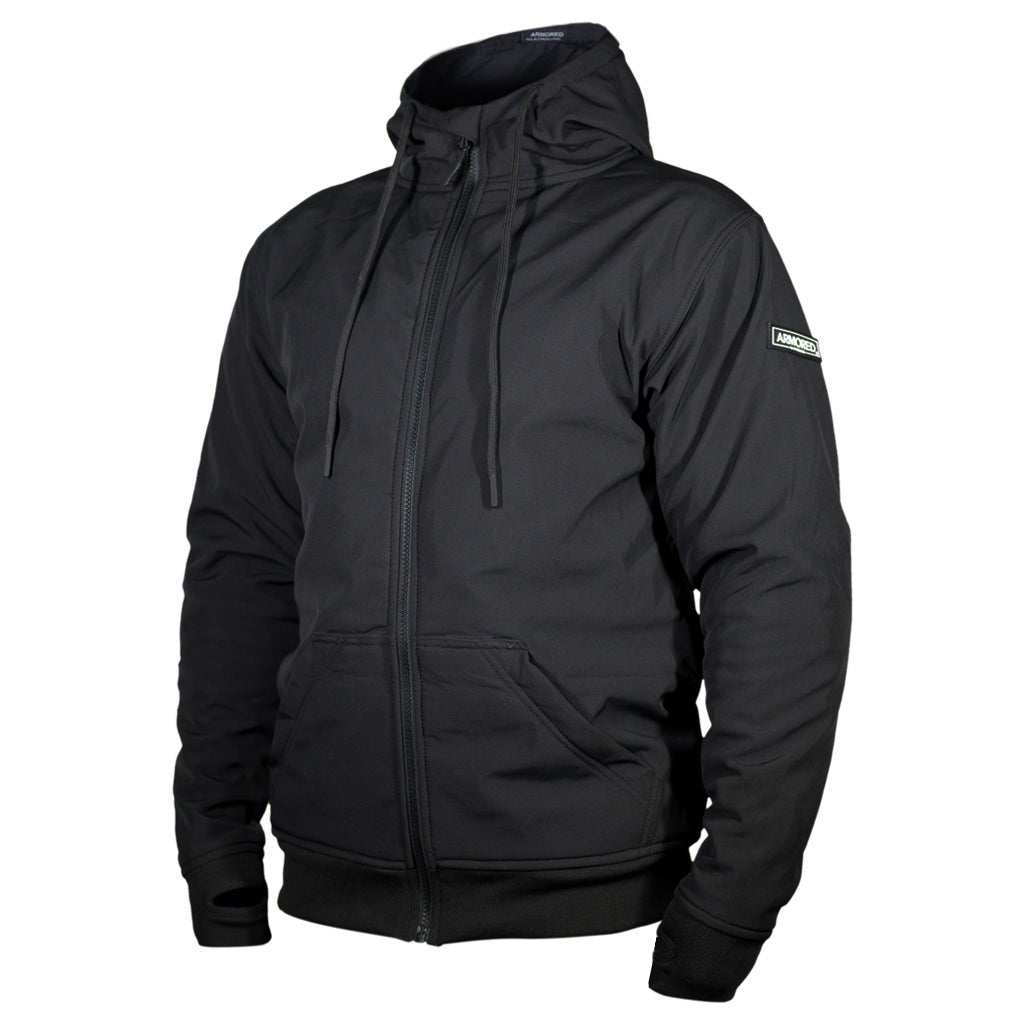 A black armored motorcycle jacket