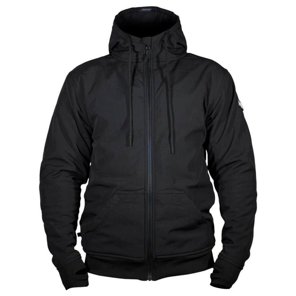 The front of a motorcycle jacket with armor